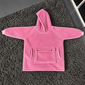 Kids Pink Wearable Blanket Hoodie Sherpa Oversized Ages 2-6